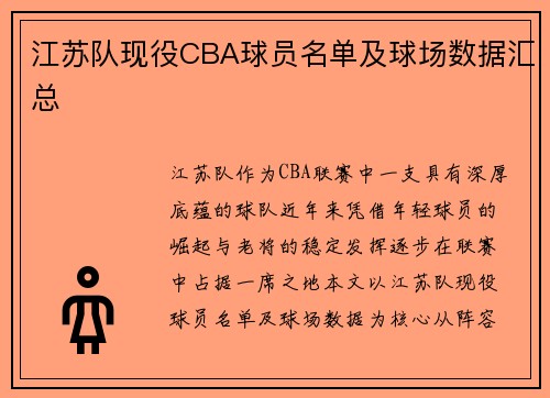 江苏队现役CBA球员名单及球场数据汇总